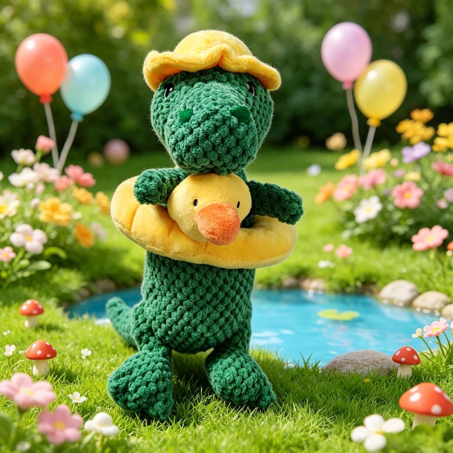 Swim Ring Dinosaur Squeaky Dog Toy 30*16cm