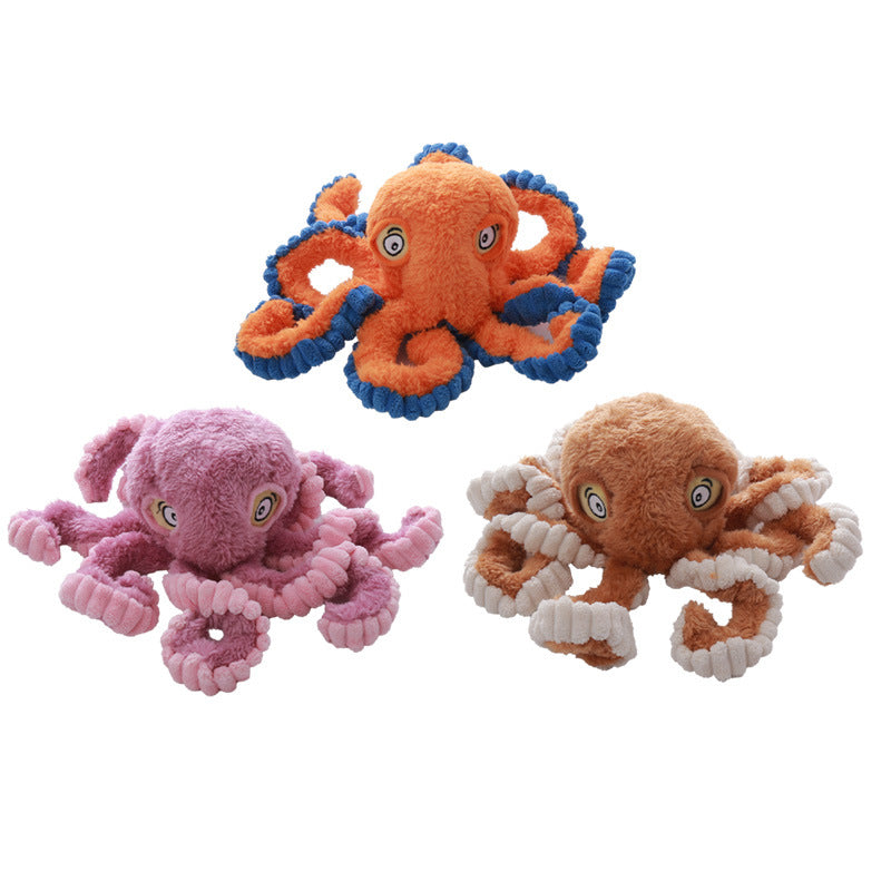 Octopus Shape Dog Plush Toy with Squeakers