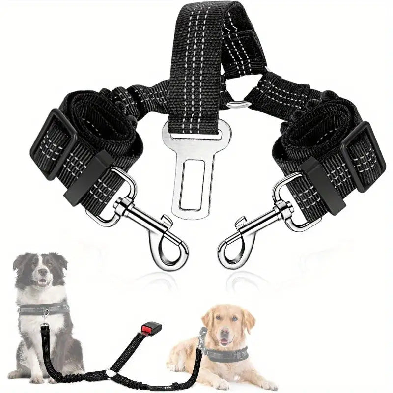 Double Dog Anti-Pull Leash Seat Belt 2.5cm*81cm
