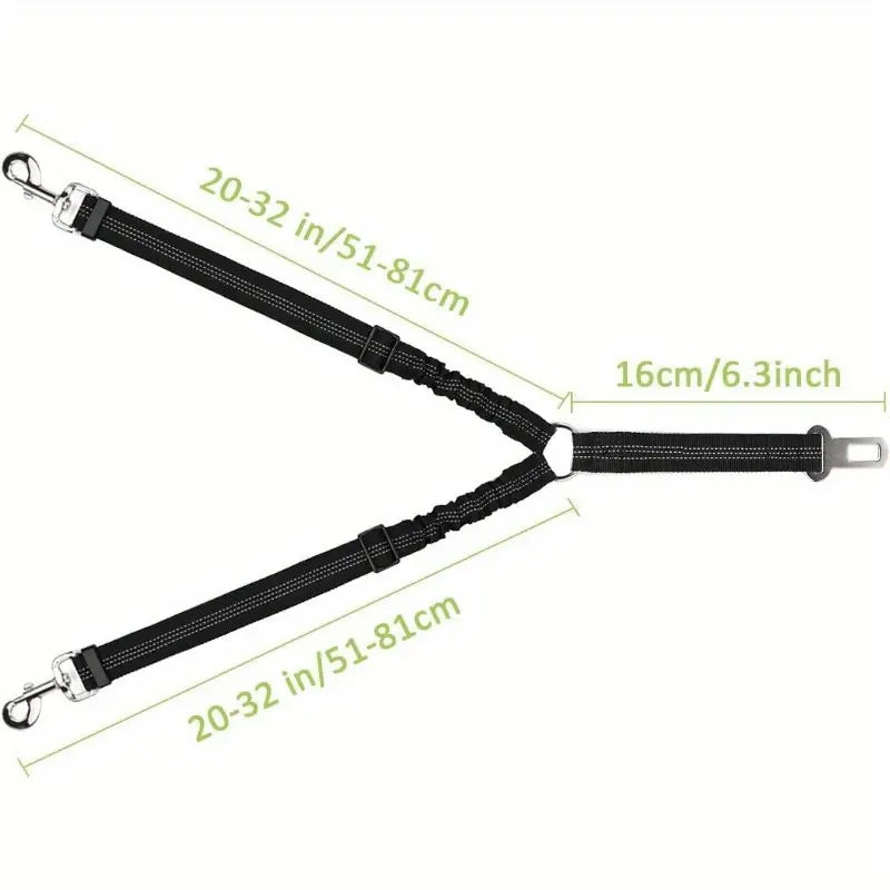 Double Dog Anti-Pull Leash Seat Belt 2.5cm*81cm