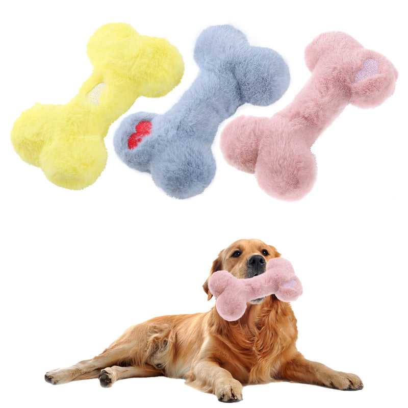 Bone Shape Plush Dog Toys with Squeakers Full Set 3pcs